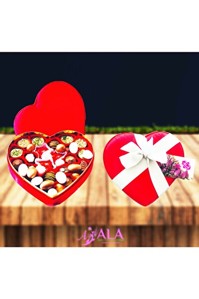 Elit Çikolata Âlâ Kalpli Hediye Çikolata Kutusu Draje,çikolata Orta Boy Kadif...