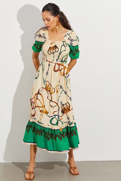 Cool & Sexy Women's Stone Elastic Square Collar Midi Dress ÖM167