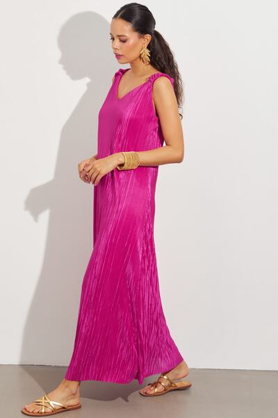 Cool & Sexy Rochie midi cu căptușeală plisată fucsia BK1646