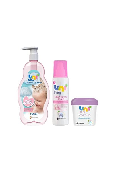 Uni Baby Kolay Tarama Bebek Şampuanı 700ml+tarama Spreyi 200ml+vazelin 170ml 3lü Set