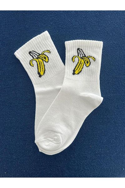 Touz Chouze Banana Unisex White College Socks