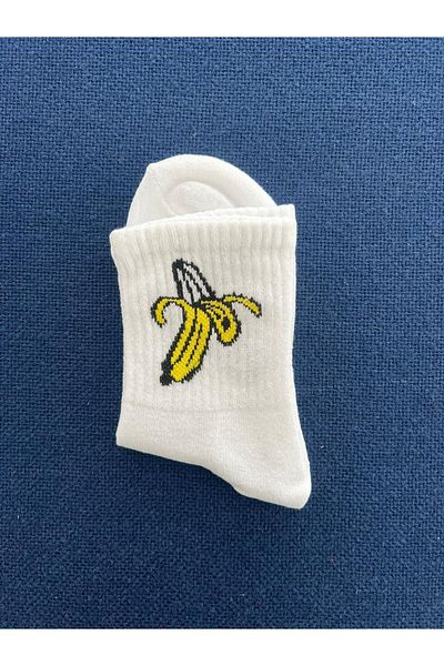 Touz Chouze Banana Unisex White College Socks