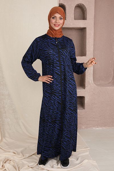 Kutay Collection Γυναικείο φόρεμα προσευχής Navy Blue με φερμουάρ