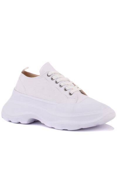 SailLakers White High-Sole Lace-Up Women's Sneakers