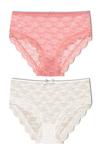 HNX 2 Πακέτα Δαντέλα Ψηλόμεση Plus Size Bato Γυναικεία κιλότα