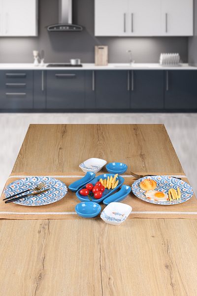 Keramika 9 Piece Breakfast Set for 2 People - Koi Blue