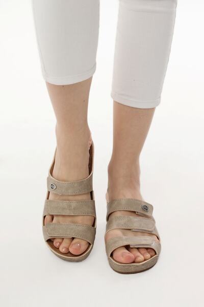 Fatex Καθημερινές καλοκαιρινές παντόφλες μπεζ Velcro