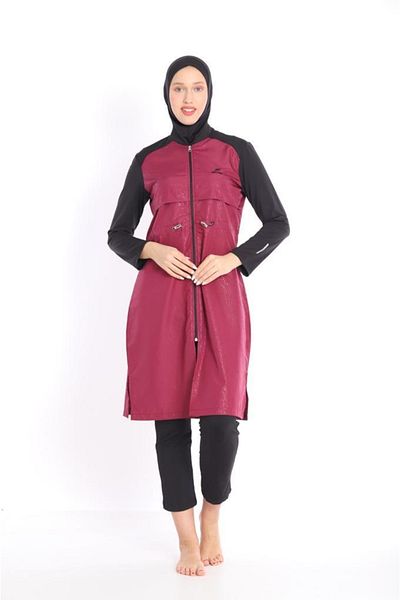 GC GÖKHAN CLUB Black Hijab Swimsuit with Lycra Sleeves