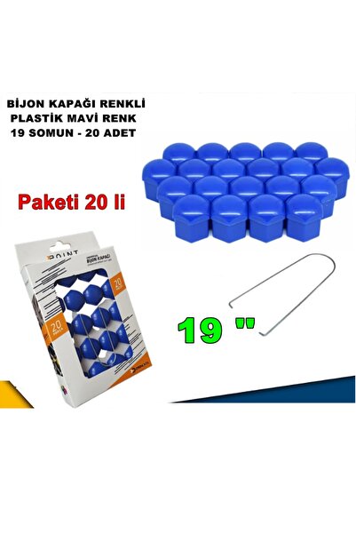 caraks Renkli Bijon Kapağı Plastik Mavi Renk Altıgen 19 Mm Bijon Uyumlu 20 Ad...