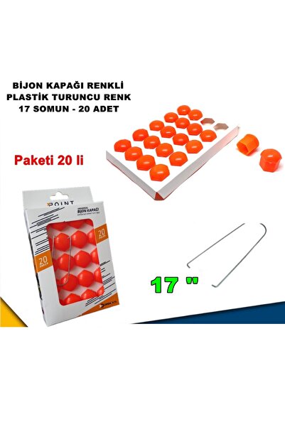 caraks Renkli Bijon Kapağı Plastik Turuncu Renk Altıgen 17 Mm Bijon Uyumlu 20...