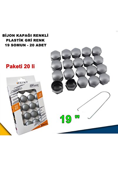 caraks Renkli Bijon Kapağı Plastik Gri Renk Altıgen 19 Mm Bijon Uyumlu 20 Adet -