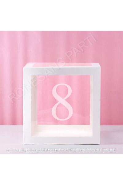 Genel Markalar Beyaz Şeffaf Balon Kutusu 8 Rakamı 25x25 Cm