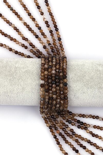Alibaba Doğaltaş Dark Brown Agate Natural Stone String 4 Mm Faceted Globe Cut