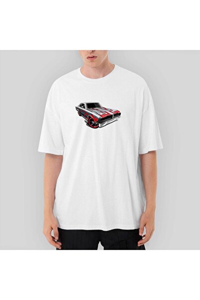 Z zepplin Tricou alb supradimensionat Dodge Charger