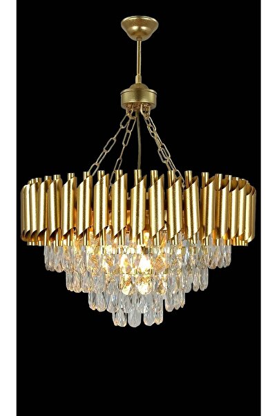 MATMAZEL AKSESUAR Avizade Zamira Varaklı Gold 55 Lik Kristal Taşlı Lüks Avize