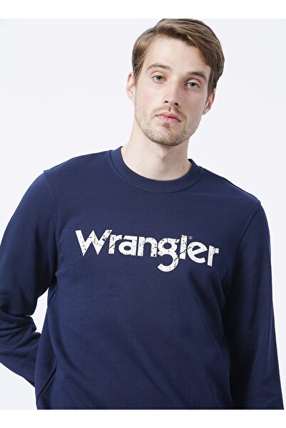 WRANGLER Bisiklet Yaka Baskılı Lacivert Erkek T-shirt W212025410_crew Neck Sweatshirt