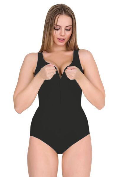 Buqete أسود Agraffiti حزام سميك مشد بادي مع السحابات المفاجئة M / L