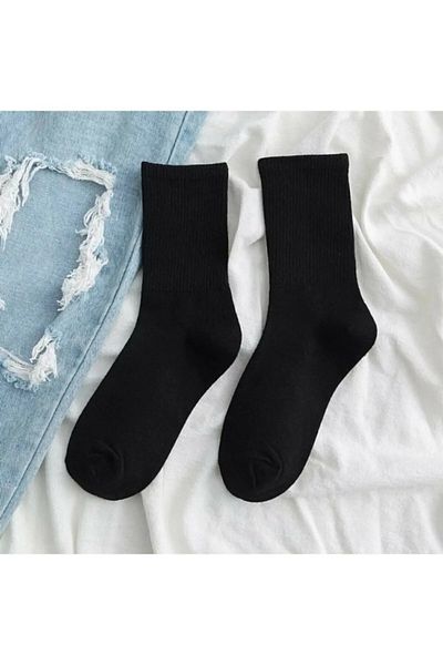 CFNY SOCKS 4 чифта Икономичен пакет Мъже Жени Унисекс Дълги тенис чорапи Черно-бели обикновени колежански чорапи