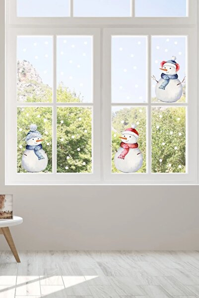 Sim Tasarım - Sim39 - Snowmen Glass - Door - Cabinet - Wall Sticker Set Colorful