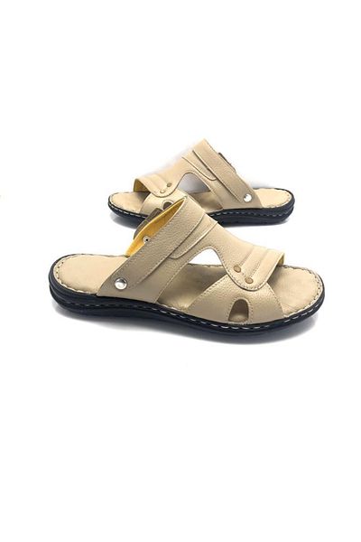 Deritarz Men's Leather Full Orthopedic Slippers