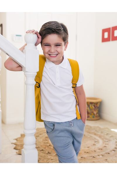 OrganicKid Polo Yaka Basic Beyaz Kısa Kollu Çocuk T-shirt