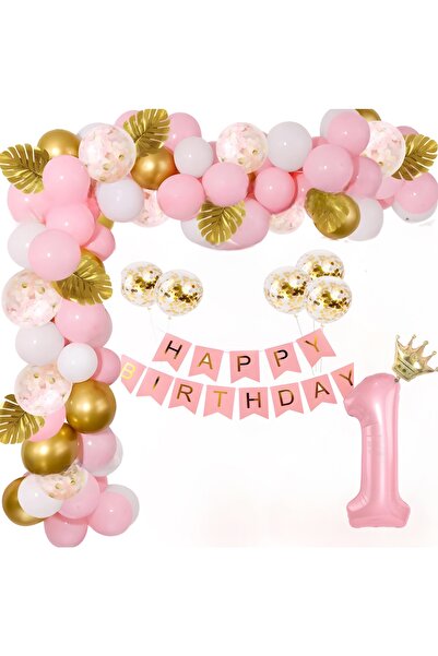 Öztürkpartievi Pembe Doğum Günü 1 Yaş Konsepti