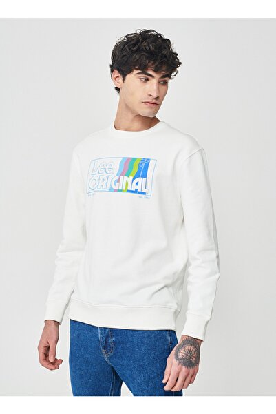 Lee Crew Neck Ecru Men's T-Shirt Ll20Frnq_Bicycle Neck Sweatshirt