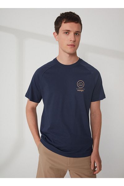 WRANGLER Crew Neck Navy Blue Men's T-shirt W231727410_Crew Neck Tee Atg