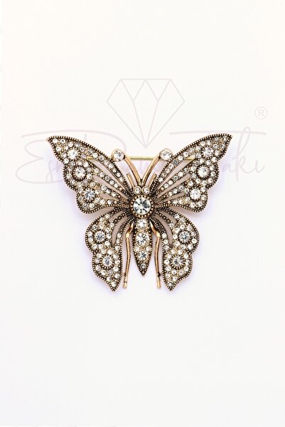 Esra Pamir Elmas Montür Kelebek Broş