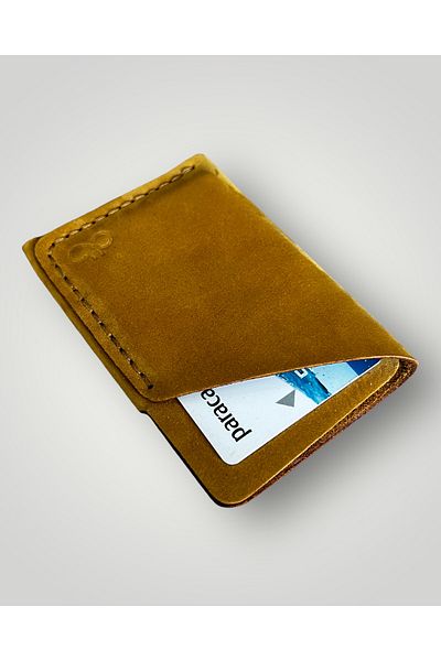 Safir Leather Nubuck Genuine Leather Card Holder (mustard)