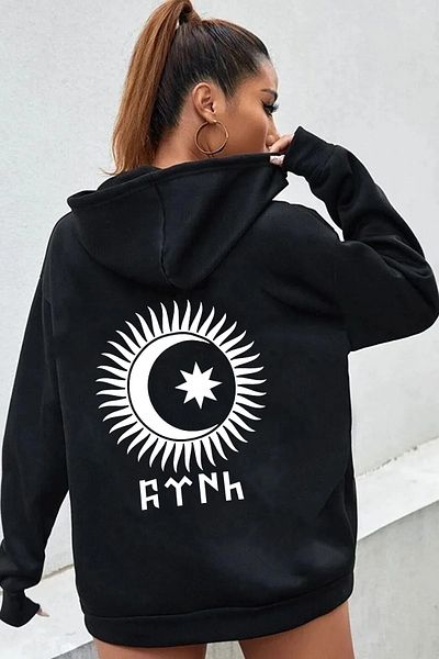 MANCY Unisex 2ip πλεκτό ύφασμα Turan Union Reflector Print Oversize Ζακέτα