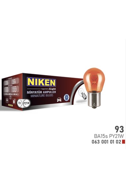 Niken 93 Ampül Turuncu Cam Amber(-10 Adet-) Py21wba15s Amber (12v)