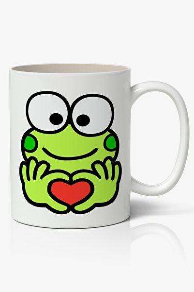 Anime Marketi كوب بورسلين أبيض على شكل ضفدع أخضر