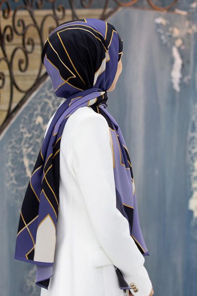 Vissona Γυναικείο σάλι πολυτελείας Medina Silk Indigo-2