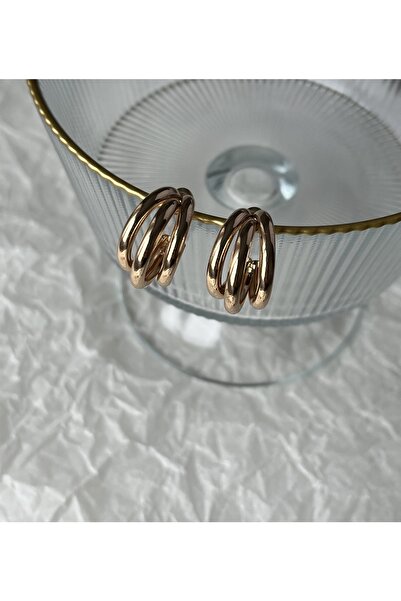 Lavian Accessories Mini Üçlü Gold Halka Küpe