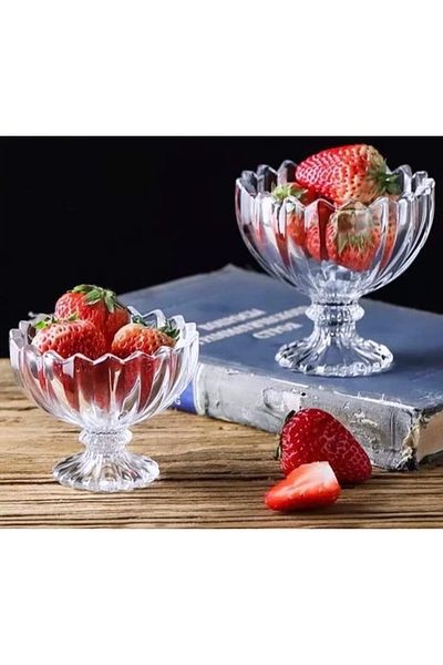 ALMARANDİ Simple Glass Footed Bowl Set