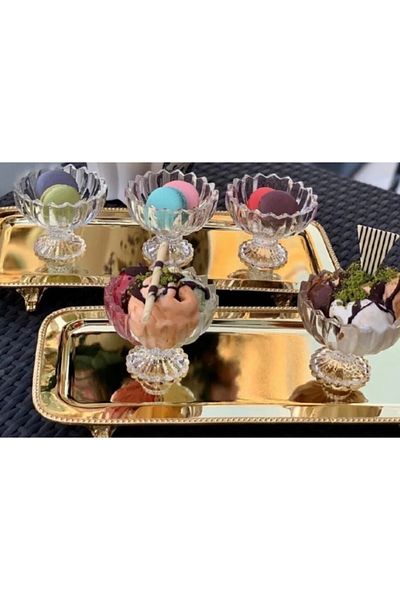 ALMARANDİ Simple Glass Footed Bowl Set