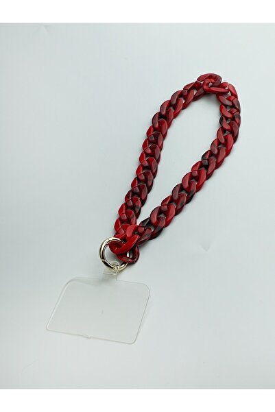 hey lori - Tüm Kılıflarla Uyumlu Kırmızı Acrylic Zincir Telefon Askısı