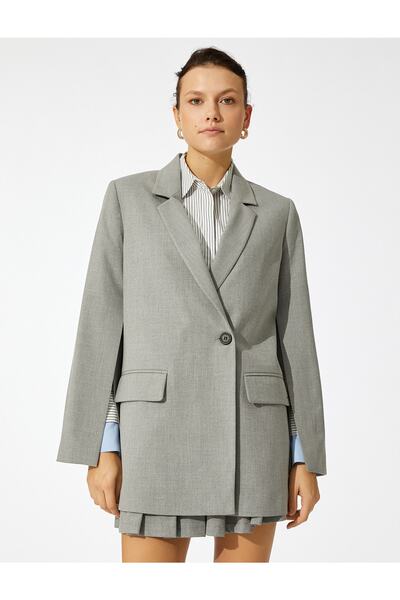 Koton Double Breasted Blazer Jacket with Slit Sleeves