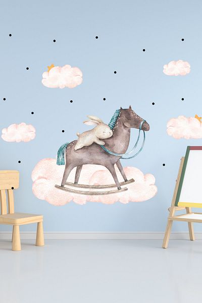 Sim Tasarım Rocking Horse Wall Sticker Set