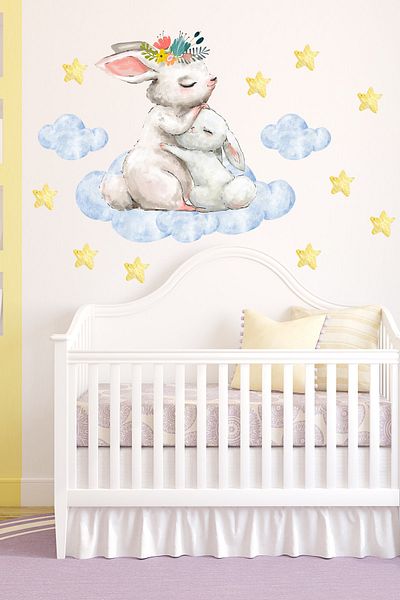 Sim Tasarım Mother and Baby Bunnies Wall Set
