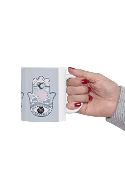 sıradışıhediyem Fatma Mother's Hand Evil Eye Themed Mug Cup Cup Models