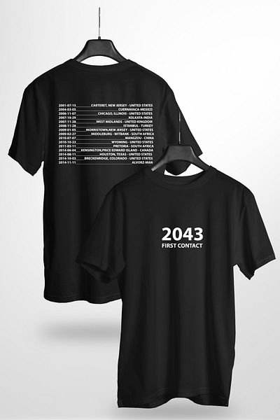 Reyondrop Tricou negru cu imprimeu First Contact pe spate și față