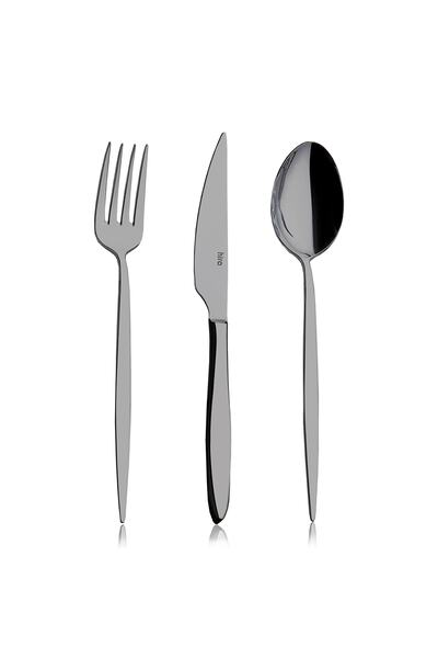 Hira Istanbul Black Titanium Spoon Fork Knife Set 36 Pieces