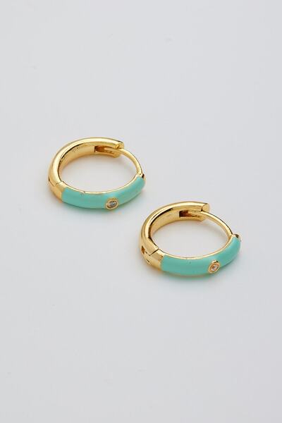 VELİT VOLA Zirkon Taşlı Halka Küpe Mineli Su Yeşili