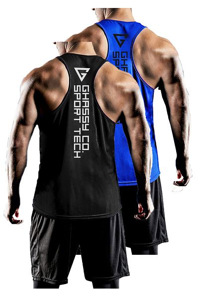 GHASSY CO. مجموعة من قطعتين من ملابس رياضية للرجال ذات مقاس Y-back Gym واللياقة البدنية Gym-101