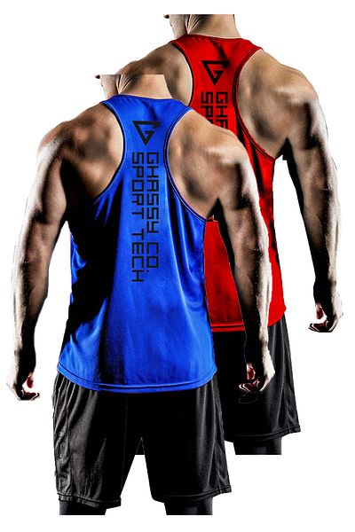 GHASSY CO. مجموعة من قطعتين من ملابس رياضية للرجال ذات مقاس Y-back Gym واللياقة البدنية Gym-101