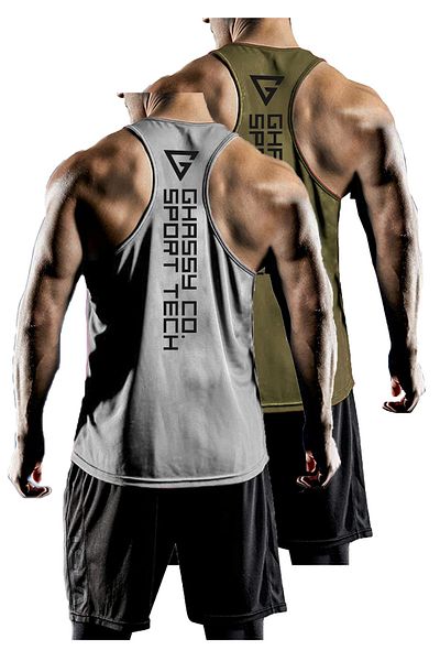 GHASSY CO. مجموعة من قطعتين من ملابس رياضية للرجال ذات مقاس Y-back Gym واللياقة البدنية Gym-101