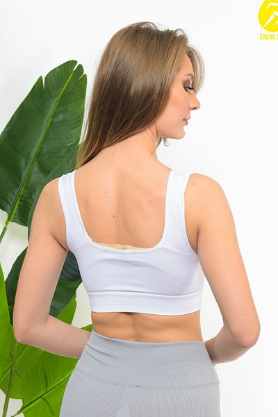 SAUNA SUIT Women's White Thick Strap Gatherer Seamless Seamless Knitted Corset Bustier