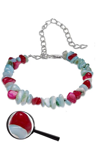 Tesbih Atölyesi Certified Coral - Blue Mother of Pearl Broken Natural Stone Bracelet 1st quality (USA)